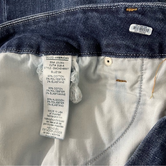 GOOD AMERICAN Dark Wash Denim Good Waist High Rise Hook & Eye Skinny Jeans - Picture 10 of 11